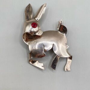 Vintage Rode’ Brooch with Red Gemstone Eye